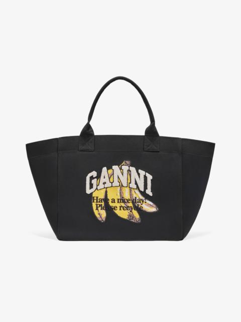 BLACK XXL BANANA PRINT TOTE