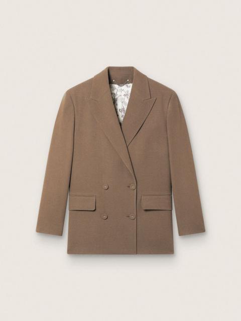 Women's double-breasted blazer in dove-gray chevron wool blend