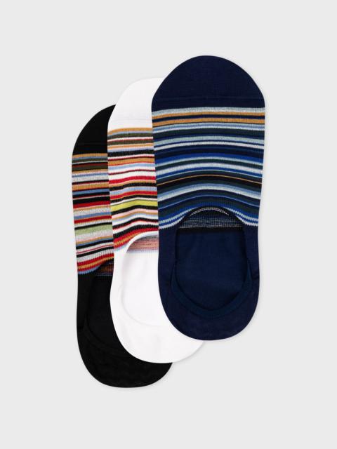 Black, Navy & White 'Signature Stripe' Loafer Socks Three Pack