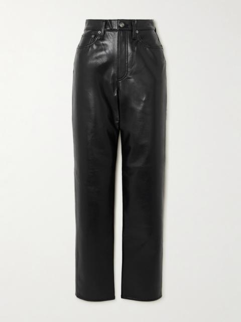 90s Pinch Waist Long Recycled Leather-blend Straight-leg Pants