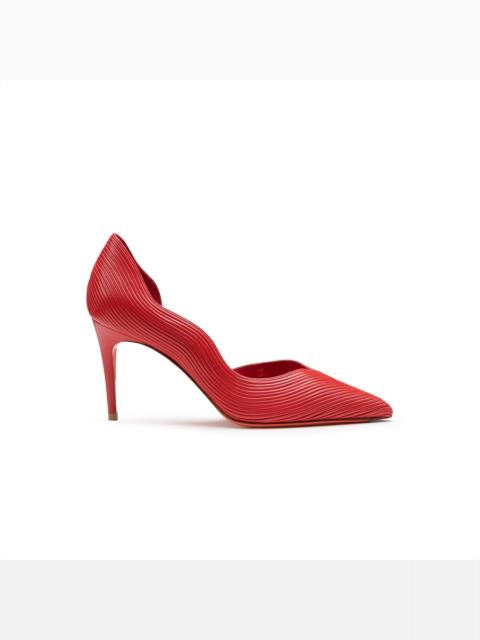 Women's red leather high-heel pump