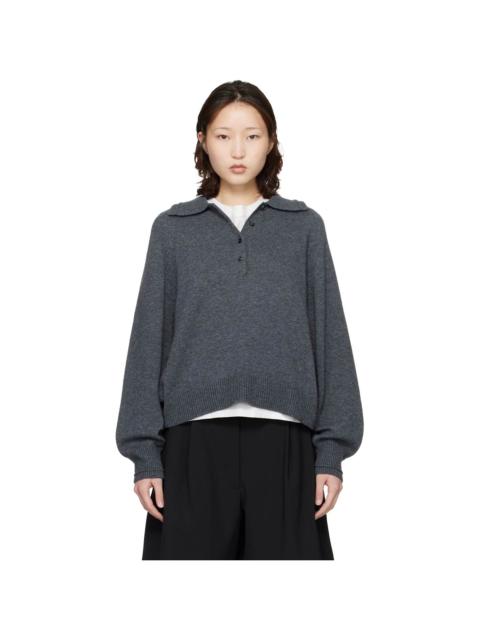 Gray Merino Wool Polo