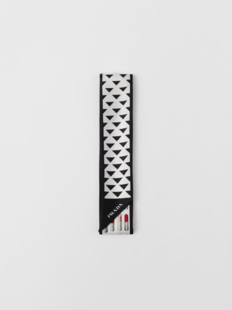 Printed silk twill skinny scarf