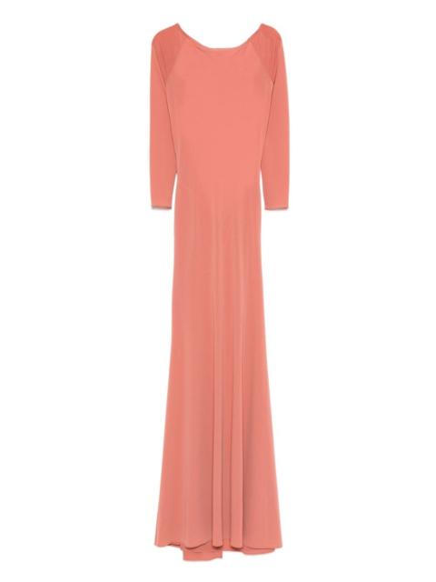 open-back long-sleeve maxi dress