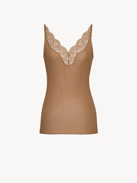 LACED TANK TOP IN RIBBED SILK JERSEY