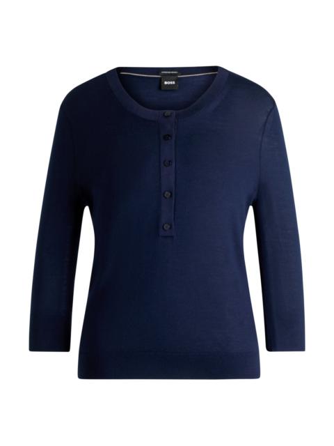 HENLEY-NECK SWEATER IN MERINO WOOL
