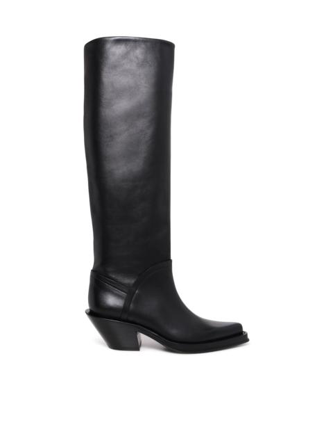 Camero Knee-High Cowboy Boot in Black Leather