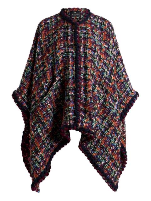 tweed pom-pom trim cape