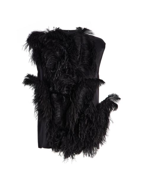 Manon Feather-Embroidered Satin T-Shirt black