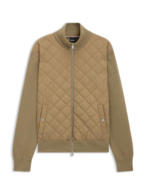 QUILTED-FRONT JACKET IN KNITTED WOOL