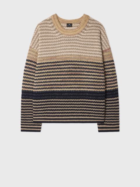 Women's Brown Textured Stripe Knitted Sweater