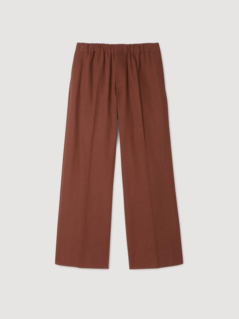 ELASTICATED WIDE-LEG COTTON TROUSERS