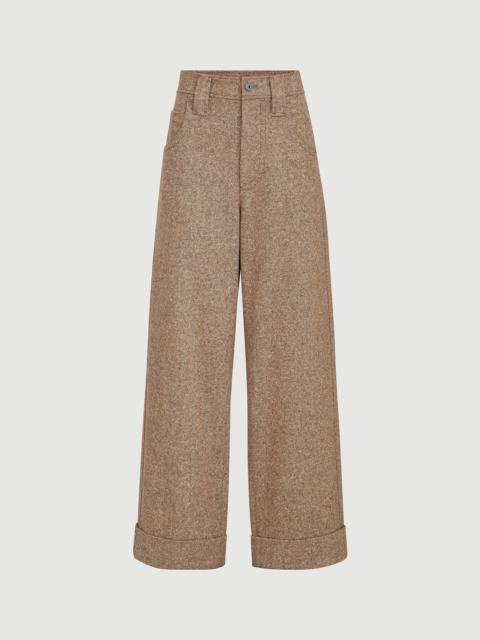 Virgin wool donegal baggy five-pocket trousers with monili