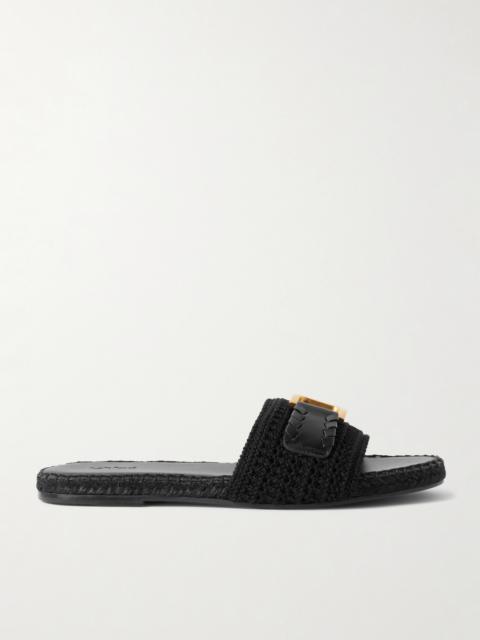 Marcie Leather-trimmed Crocheted Slides