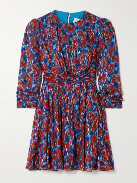 Blythe-b Knotted Floral-print Metallic Silk-georgette Mini Dress