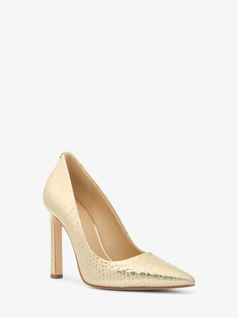 Amara Metallic Snake Embossed Leather Pump