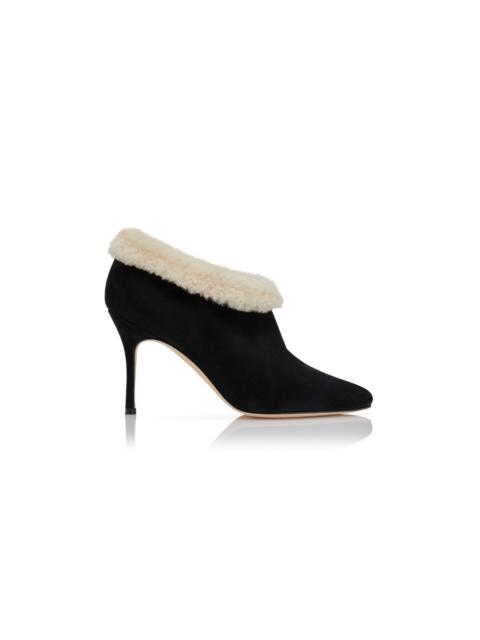 Black and Cream Suede Ankle Boots