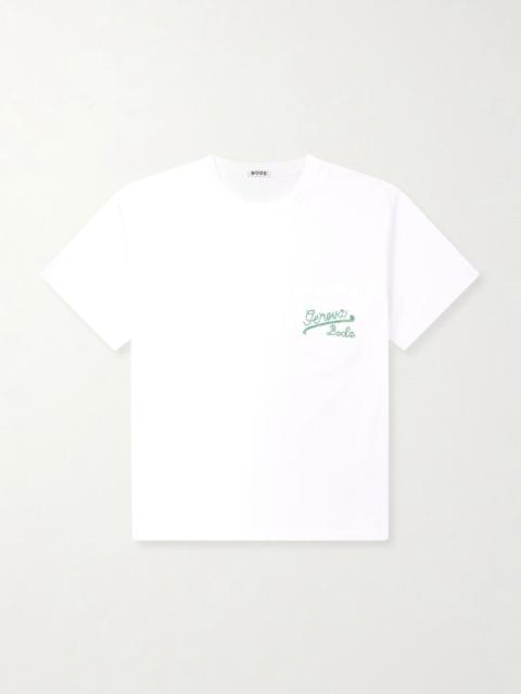 Geneva Bead-Embellished Cotton-Jersey T-Shirt Cream