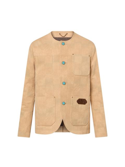 Damier Collarless Workwear Cotton Jacket