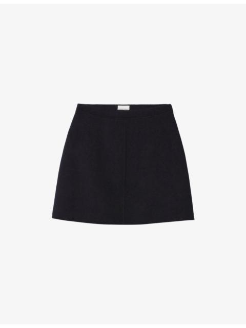Straight-Cut Mid-Rise Wool Mini Skirt