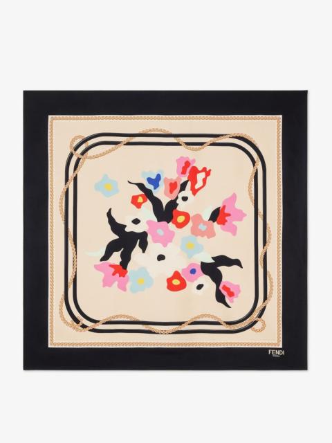 Sunny Side Flowers Foulard Multicolor silk foulard