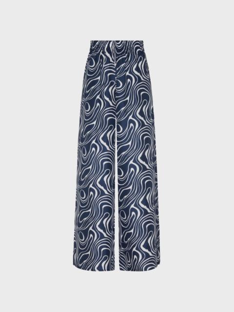 WOMEN WIDE-LEG SILK PANTS WAVES