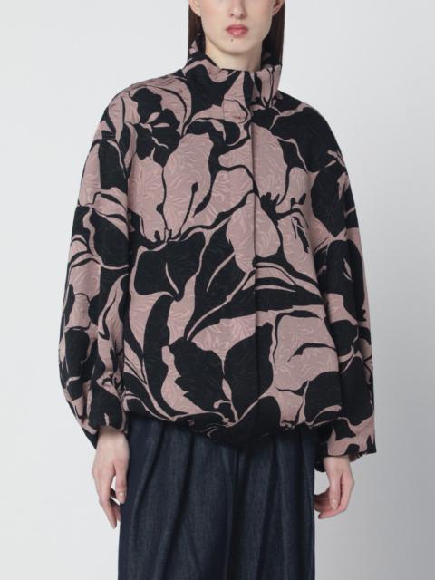 Black jacket with floral jacquard texture