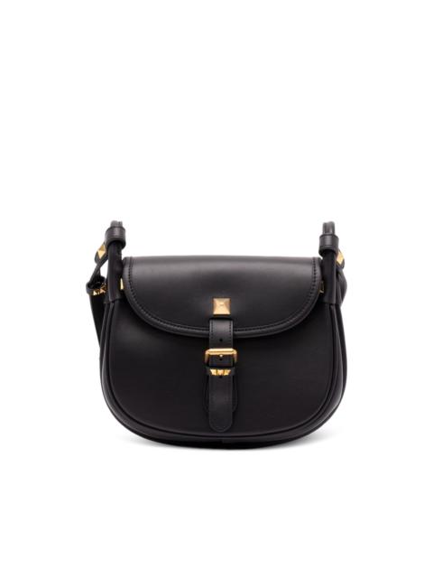 buckle-strap leather shoulder bag