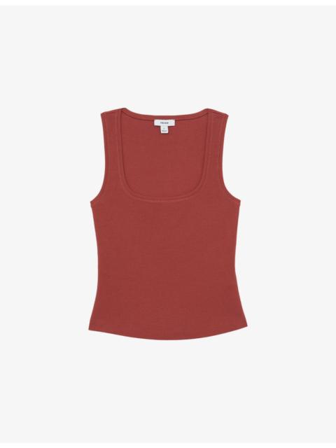 Riva Square-Neck Ribbed Stretch-Cotton Vest