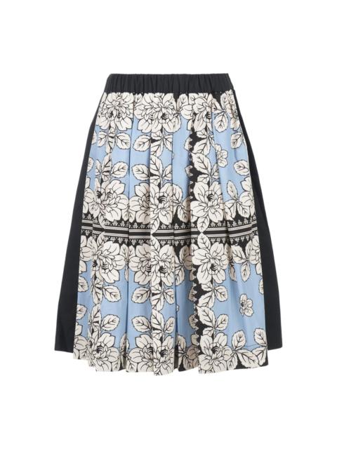 Cotton Print Pleated Skirt