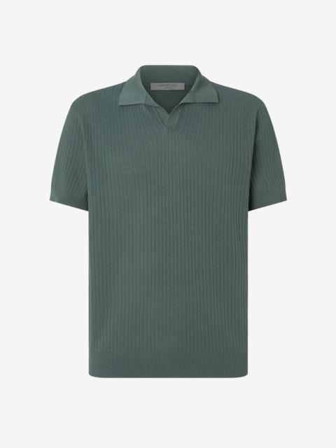 Green buttonless Pima cotton polo shirt