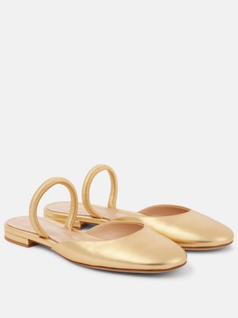 Metallic leather ballet flats