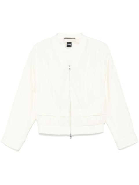 layered-effect bomber jacket