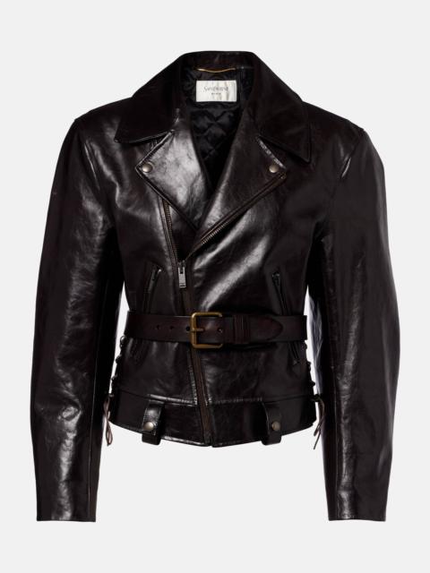 Leather biker jacket