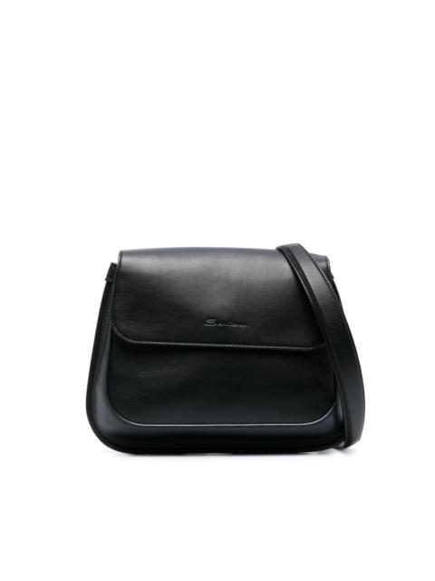 medium logo-debossed leather shoulder bag
