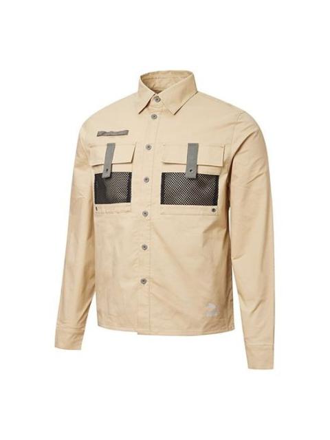 PUMA lapel Casual Zipper Woven Jacket Khaki 532186-12