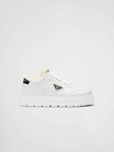Leather and shearling sneakers