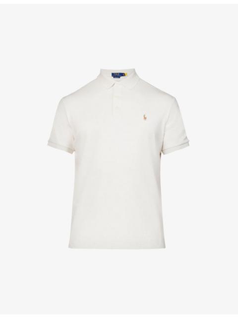 Short-sleeved logo-embroidered custom slim-fit cotton-jersey polo shirt