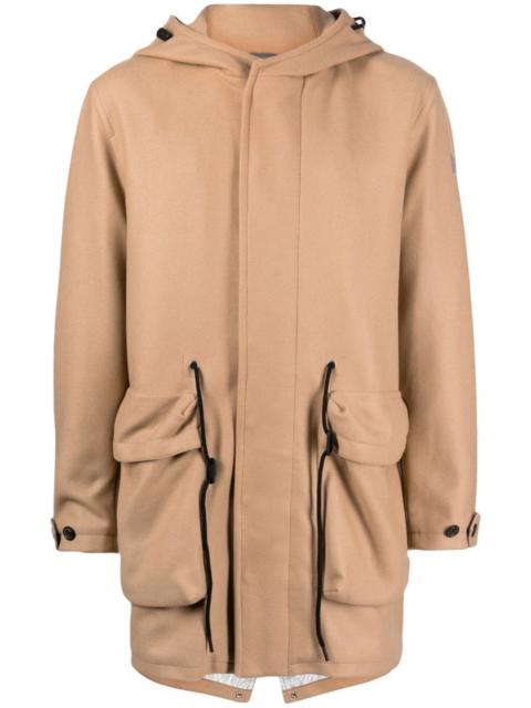 hooded wool-blend coat