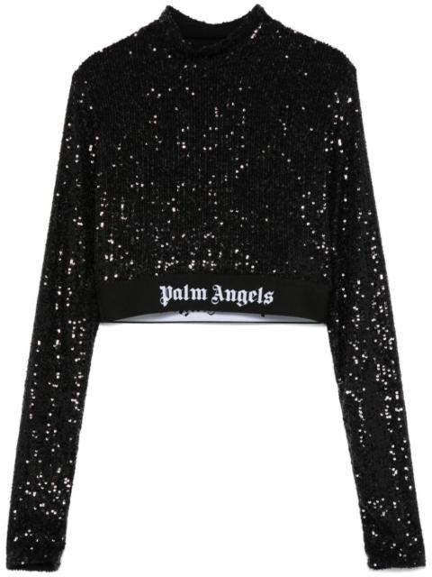 logo-waistband sequined top