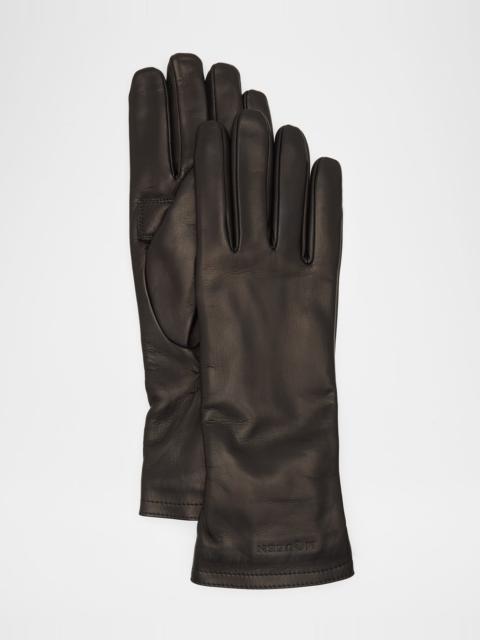 Men & apos;s Embossed Logo Leather Gloves