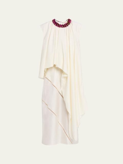 Parade Embellished Asymmetric Drape Sleeveless Top