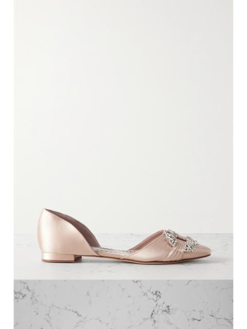 Luanda Crystal-embellished Satin Point-toe Flats