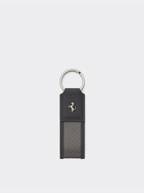 Leather and carbon fiber keychain