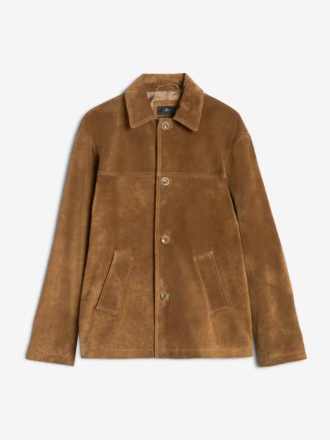 Suede Long Jacket In Tobacco