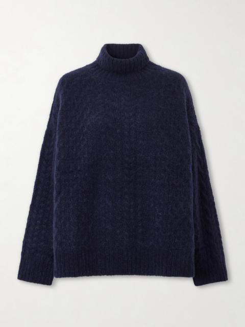 Cable-knit Cashmere And Silk-blend Turtleneck Sweater