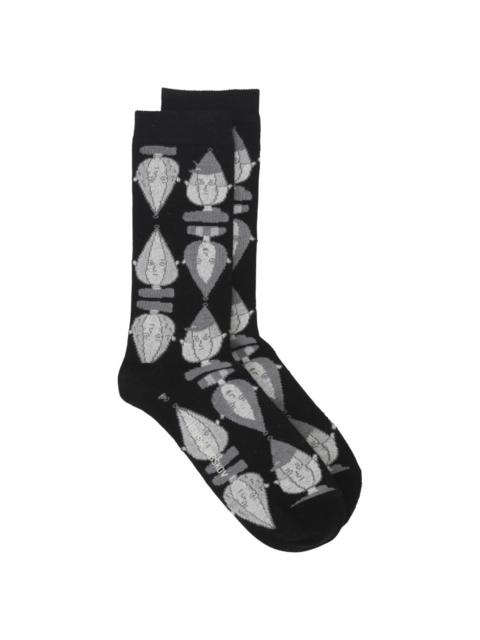 ONION HEAD FEMME SOCKS - BLACK WHITE HEAD