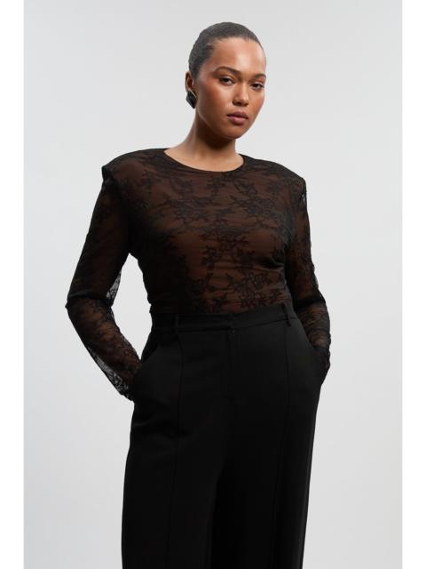 Plus Size Lace Long Sleeve Bodysuit