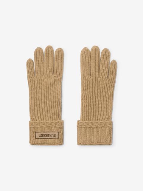 Logo Patch Wool Blend Gloves