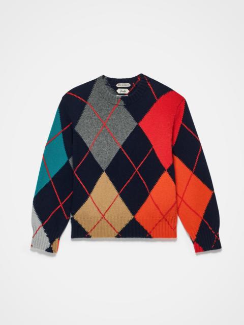 WOMENS JW ANDERSON X PRINGLE ARGYLE CREWNECK JUMPER IN NAVY